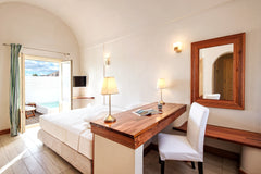 Meltemi Village hotel is a member of Meltemi Hotels and Resorts chain and offers  Meltemi Village - Junior Suite Outdoor Whirlpool Room in hotel vacation rental 39764233