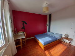 Maison dans un quartier tranquille.  Jardin au sud. Maison spacieuse, claire. Am Pessac, France La chambre rouge de la maison aux hortensias Private room in bed and breakfast vacation rental 31637543