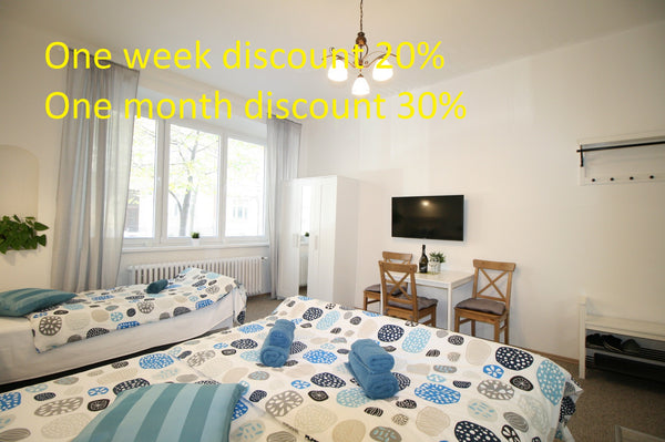 This lovely bright apartment has 1 double bed and 1 single bed. The apartment is Prague, Czechia Lovely apartment for 3 person Entire rental unit vacation rental 28505003