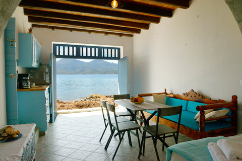 The wires are small, white houses with bright colored wooden doors in natural ca Greece sirma on the beach klima Entire rental unit vacation rental 3159776