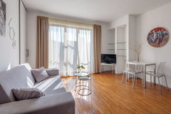 This apartment has a separate bedroom with a double bed, wardrobe or wardrobe ar Prague, Czechia Our fully furnished 2+KK apartment 11213182 Entire serviced apartment vacation rental 22363957