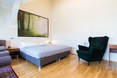 The studio apartment is suitable for up to 4 people. The living room has a doubl Vienna, Austria checkVIENNA - Erdberg Rooftop Studio Entire rental unit vacation rental 38765801
