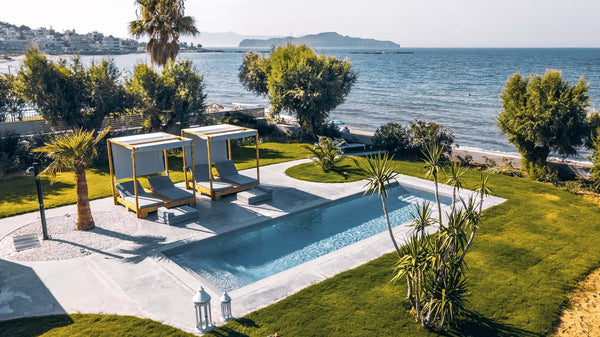 Isalos Seafront villa is a stunning property above the sandy beach of Glaros! Th Chania, Greece Villa Isalos I Sea fragrance & free heated pool Entire villa vacation rental 51459686