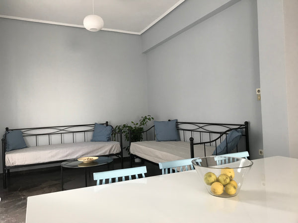 Sky blue Apartment , 105 sqm, 3 min walk to metro, 4-8 people, 2nd floor<br /><b Athens, Greece Sky blue apartment near metro (4-8 guests, 105 m2) Entire rental unit vacation rental 38791572