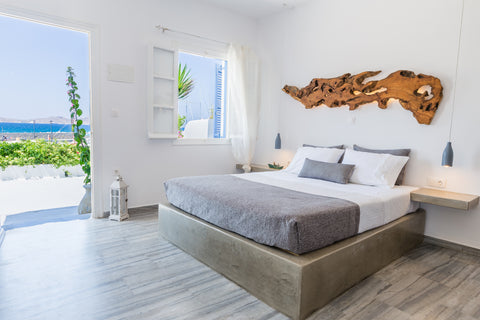 An ideal, newly renovated, modern  and quiet one-bedroom apartment with amazing  Naousa, Greece Breathtaking Sea&Sunset Escape Next to the Beach Entire rental unit vacation rental 12840838