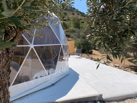 Wake up to the sound of the countryside in our brand new Geodesic  Dome (First i Rhodes, Greece New Gorgeous Geodesic Dome next to Kopria Beach Dome vacation rental 685315993615193016