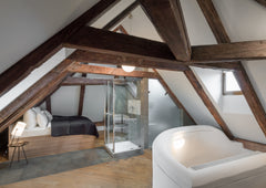 This large duplex apartment has an attic bedroom with an open shower creating a  Prague, Czechia One Bedroom Duplex Apartment 3 Epoques Entire rental unit vacation rental 552021