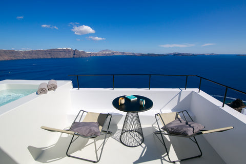 This Suite has been built in a unique point at the village Oia where the caldera  Platis Deluxe Room with Outdoor Hot Tub Entire serviced apartment vacation rental 54246730