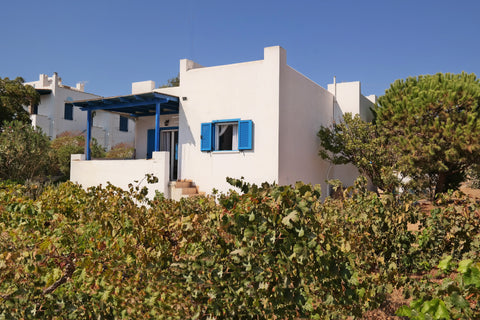A spacious two-bedroom house. The master bedroom includes a double bed with two  Athens, Greece Themis Beach House Cycladic home vacation rental 25438006