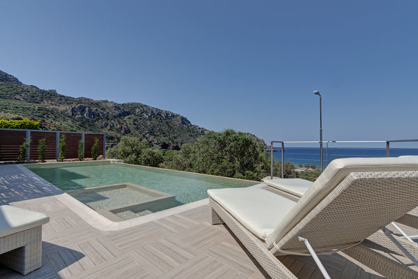 The holiday villa combines luxury with natural materials, mainly stone. It consi Chania, Greece Holiday villa with private pool in Sfinari Entire home vacation rental 18064591