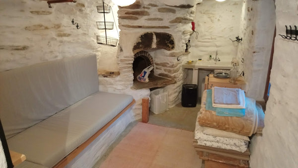 A cute converted old stone furnace room that has become a beautiful shelter idea Greece Andros hut : a cute stone shelter in Katakalei Entire guesthouse vacation rental 19318121