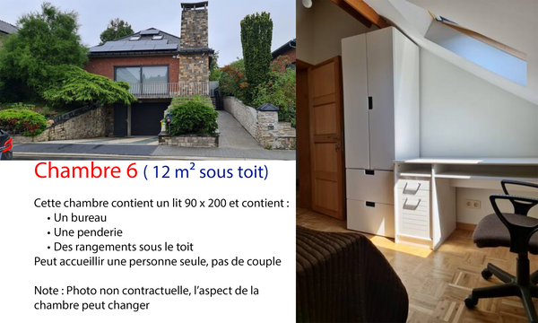 Quartier résidentiel très calme avec facilité de transport (Métro à 1,5 km, bus   Chambre 6 mansardée, sous-toit. Lit 140x200 cm Private room in bed and breakfast vacation rental 51402755