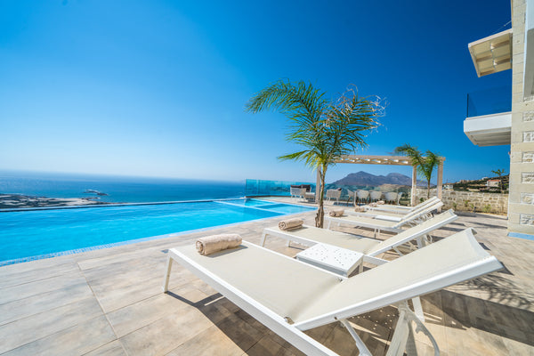 Set high on a unique location, where the natural beauty of Crete meets the endle Chania, Greece Luxury 4bd Villa private pool, BBQ, Sea view, new Entire home vacation rental 44542803