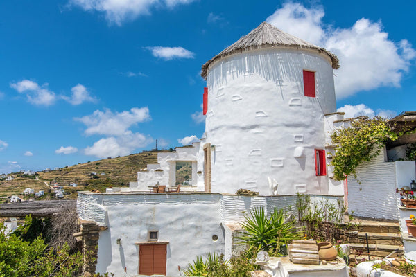 The four-centuries-old windmill on two floors, fully restored, air conditioned,  Triantaros, Greece Tinos. Old Windmill in Triandaros village Windmill vacation rental 25561988