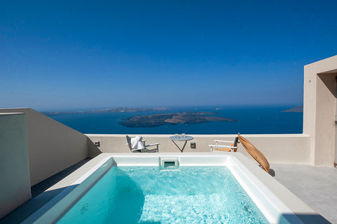 Perched on the cliff-side nearly 400 meters above the sea. Ikia Kriton is tradit Athens, Greece Cave House with Private Heated Jacuzzi Cycladic home vacation rental 48397997