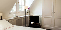 Large cozy room with lovely flower-linen drapes, decorated with a blend of cream Uccle, Belgium Charming deluxe room Private room in home vacation rental 5410074