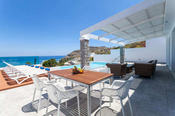 White Villa  is a modern newly built villa, 150sq.m, situated at Vlicha bay, ove Greece Stylish Sunrise White Villa with Infinity Pool Entire villa vacation rental 31410655