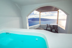 Petite Studio Loft is located on the Caldera and features a private hot tub on i  Theodora Suites - Loft Petite Studio with Hot Tub Room in aparthotel vacation rental 40460265