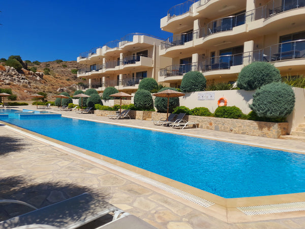 Breathtaking view in this modern 2level apartment, part of a high quality, eco-f Ierapetra, Greece Poolside resort apartment close to the beach Entire condo vacation rental 44012264