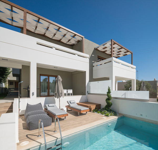 A zingy, contemporary aesthetic with high ceilings and enormous windows gives a  Greece De.Light Boutique Villa II, a fine retreat! Entire villa vacation rental 50585363