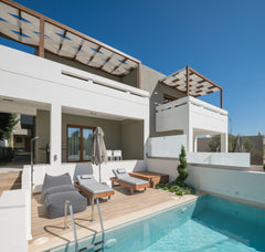A zingy, contemporary aesthetic with high ceilings and enormous windows gives a  Greece De.Light Boutique Villa II, a fine retreat! Entire villa vacation rental 50585363