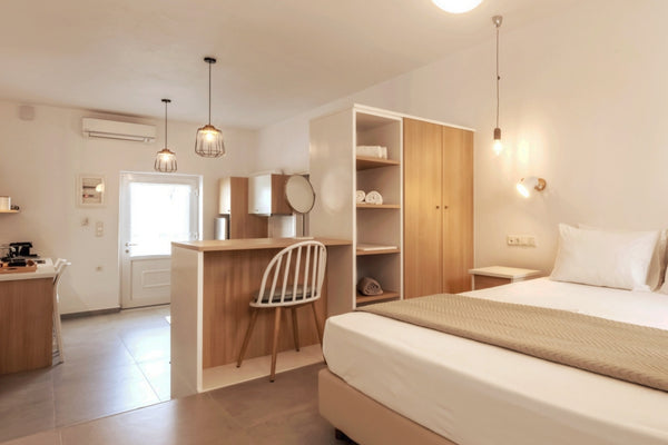 Our apartment (43 sq.m.) is bright, with independent entrance, with terrace, and Greece Olia garden Modern and spacious Entire rental unit vacation rental 29114690