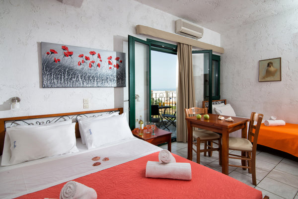 The studio features a double and a single bed. It is ideal for couples but it ca Chersonisos, Greece Cozy Studio in Hersonissos Center Entire rental unit vacation rental 4405549
