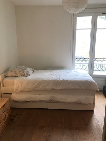 1 sunny private bedroom for 2 people, 2 single beds.<br />1 chair, desk and shel Paris, France Central Cosy with cats/GARE du Nord-Canal StMartin Private room in rental unit vacation rental 21437761