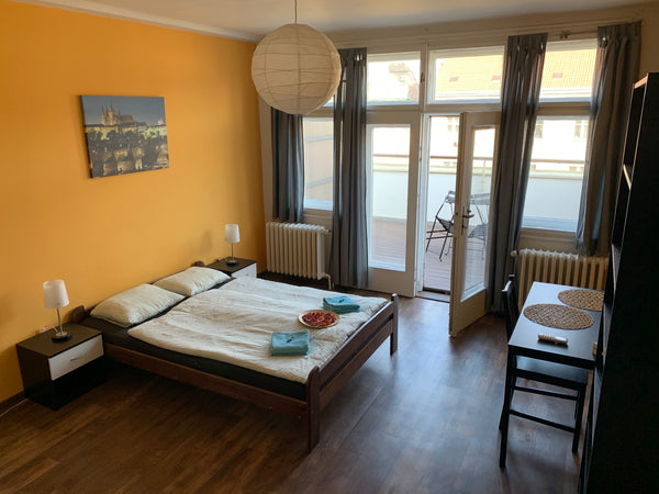 Modern furnished apartment with a beautiful panoramic view of Prague from a big  Prague, Czechia Cozy flat with a big terrace, breakfast and AC Entire rental unit vacation rental 14050170