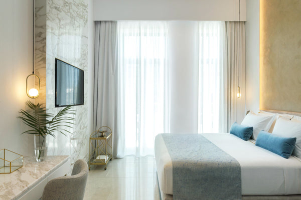 The Sapphire suite consists of a king-size bed and a sofa that can accommodate a Chania, Greece Sapphire Suite - Mirabile Luxury Suites Room in boutique hotel vacation rental 44719623