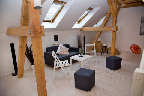 A large loft at Zizkov. There are hallway with a large wardrobe, bathroom, toile Prague, Czechia Beautiful loft apartment in Prague 3 Entire rental unit vacation rental 36582149