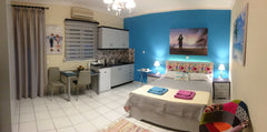 With great zeal and respect to our guests, we created a pleasant accommodation s Chania, Greece The Blue Studio, 1 min walk from Kalamaki beach Entire rental unit vacation rental 25129213