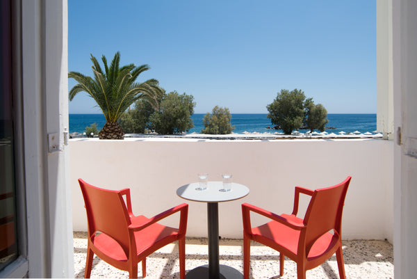 The Double Room features spacious private balcony with Sea View to Aegean Sea, a  Double Room Sea View by the beach Private room in bed and breakfast vacation rental 41727897