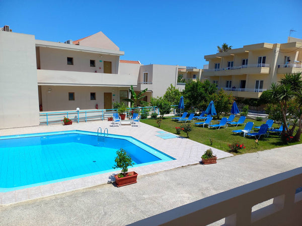 Located in Agia Marina, only 250 meters from the sandy beach, Litinas Apartment  Chania, Greece Litinas Aprt with balcony in front of the pool Entire rental unit vacation rental 33603515