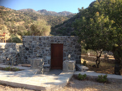 Stone house located on mountainside complex over Loutra Municipal Hot Springs Ba  Loutra Olive Garden Stone House #1 Entire home vacation rental 37667167