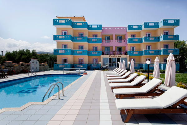 VIEWS OF SEA  FROM BALCONY AND OF GARDEN AND POOL WITH WATER FALL AND JETS. 360  Anissaras, Greece VACATION YOUR WAY AT EVALIA APTS Room in boutique hotel vacation rental 4152238