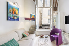 Wake up on the cozy mezzanine level, then open the windows downstairs and people Paris, France Clean, Contemporary Duplex in Le Marais by Centre Pompidou Entire rental unit vacation rental 9969158