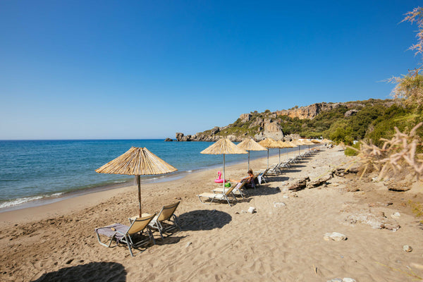 Right on the beach of Polirizo in Rodakino, with free umbrellas, Gianni's apt fe Rethimnon, Greece Giannis Beachfront Apt#2 Entire rental unit vacation rental 49645660