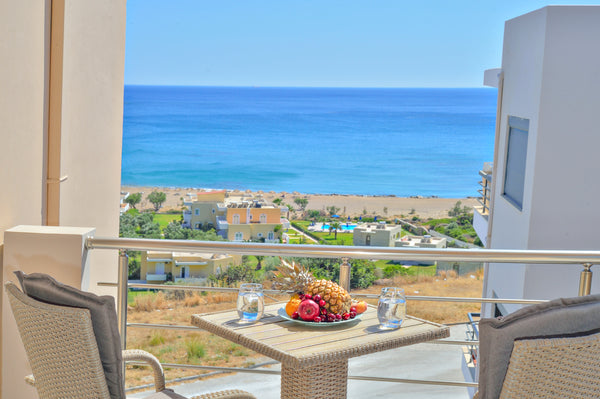 second-floor with a great view to the Mediterranean sea, the sandy beach and the Chania, Greece Aristea Apt 4 Entire rental unit vacation rental 35393906
