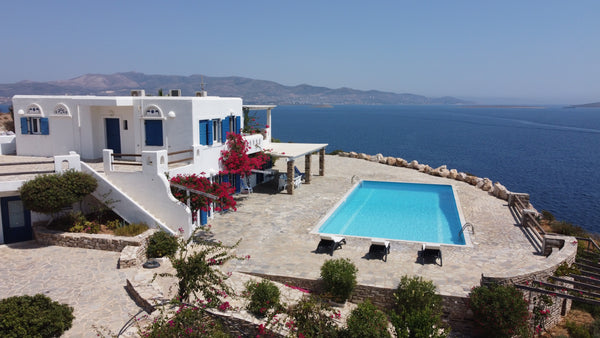 The villa with a big private pool , located on a hill  just above  beachhouse in  The Aegean Horizon Villa Cycladic home vacation rental 32604828