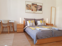 The flat is 48 sq.m. The large bedroom has a 160cm bed, a fold-out bed, a desk,  Vienna, Austria Schubert Park Apartment near Volksopera Vienna Entire rental unit vacation rental 38372785