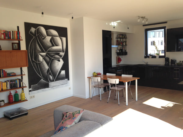 The livingroom with open kitchen is next to a large terrace with unique view on  Antwerp, Belgium Sunny duplex apartment on great location! Entire rental unit vacation rental 19081019