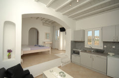 Double bed studio with fully equipped kitchen and a small living room that can a Mikonos, Greece LINO APARTMENTS PARADISE BEACH SEA VIEW STUDIO Entire serviced apartment vacation rental 27972450