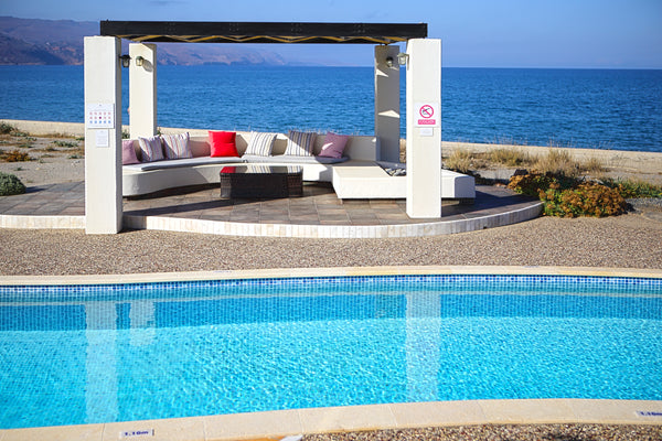 Beautiful, architect-designed stone villa right on the beach with three bedrooms Chania, Greece Beachfront Villa Aquamarine with Pool Entire villa vacation rental 602137741713012323